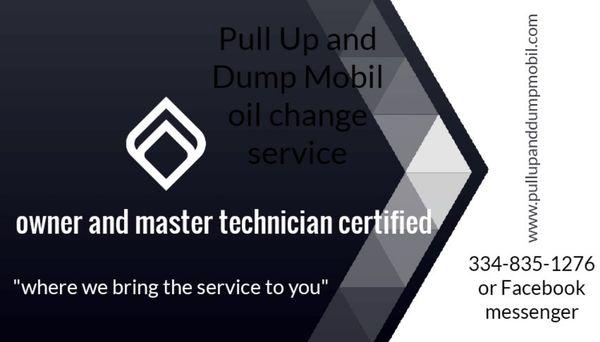 Pull up and Dump Mobil oil change service