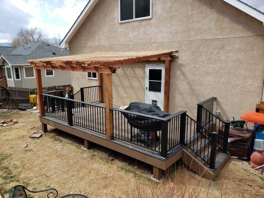 Back after. Cement posts, steel support, pergola, new steps