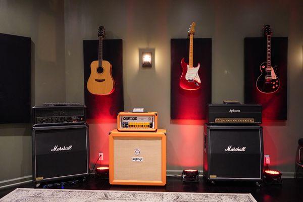 Guitar tracking area in Live isolation room.