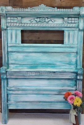 Antique Twin bed refinished to this Teal Glazed Look with Black added for dimension.