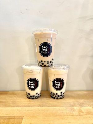 Black Milk Tea with pearl (Rate: 1/5) & Jasmine Green Milk Tea with pearl (Rate: 1/5)