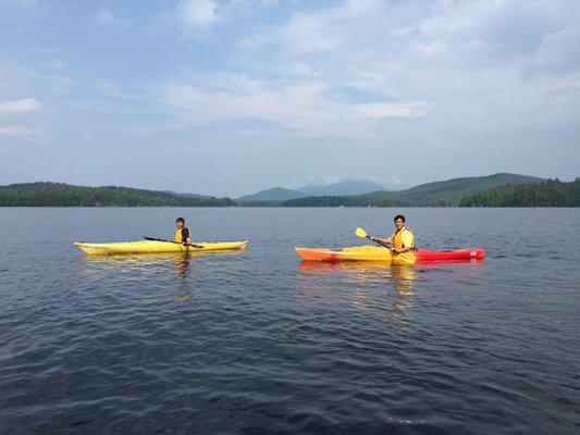 Kayaking on Lower Saranac Lake.