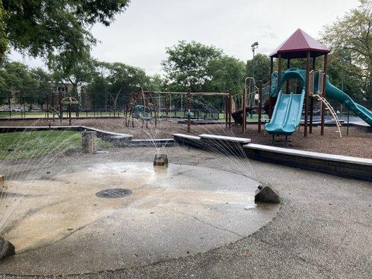 Splash pad and playground