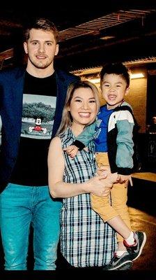 Dallas Mavericks NBA star Luka Doncic with Dr. Nguyen and her oldest son