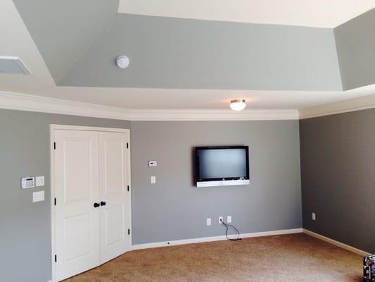 After photo, painted Tray Ceiling