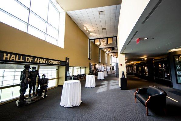 Our Hall of Fame is a great space to host a reception. Enjoy a cocktail and some Army Sports history.