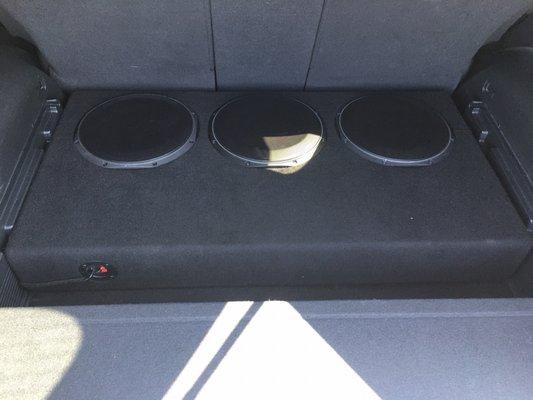 3 JL Tw1-4 (12inch) Box custom fabricated and carpeted at Auto Stereo.