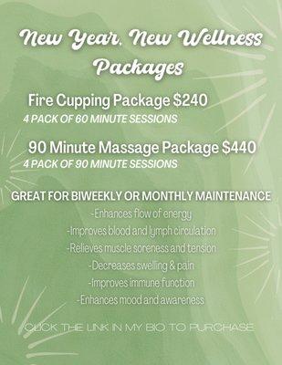 Massage and Fire Cupping packages!