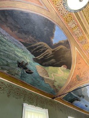 Murals on the ceiling in the dance hall.