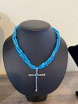 TURQUOISE 3 STRAND NECKLACE by Alan Medina