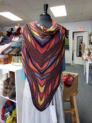 Beautiful Papillon Shawl, knit by Jane, designed by Marin Melchior