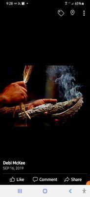 sage ceremony.
routinely smudging w white sage clears a room, a client or a mood instantly