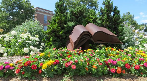 Garden and book sculpture