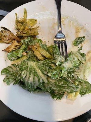 what was left over of the brussels and Caesar salad