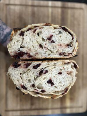 Cranberry white chocolate sourdough loaf