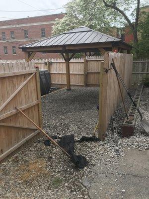 Yard leveled out with gravel for the gazebo to be built