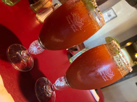 Michelada's at Pereas located in the heart of Corrales!