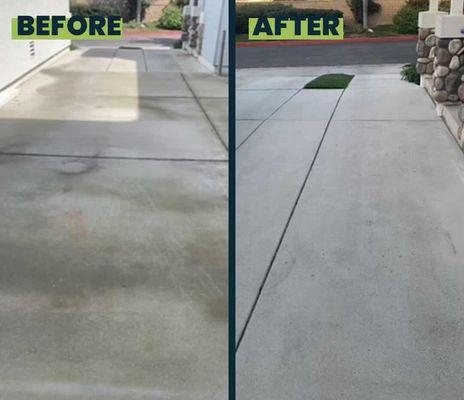 Check out this driveway makeover! From stained and dirty to spotless and sleek.  #BeforeAndAfter #DrivewayTransformation