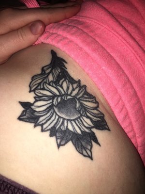 Black and white Sunflower tattoo