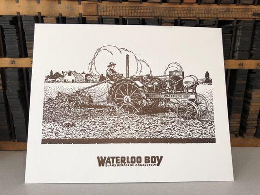 A commemorative 8x10 print for Waterloo's claim to fame, the Waterloo Boy Tractor that would go on to be purchased by John Deere in 1918.