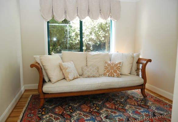 Staged front room, photographed by Penni Webb Design