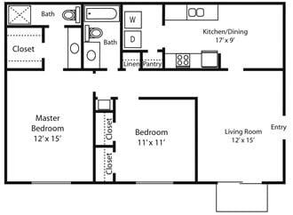 Two bedroom / Two bath 1014 Sq. Ft.