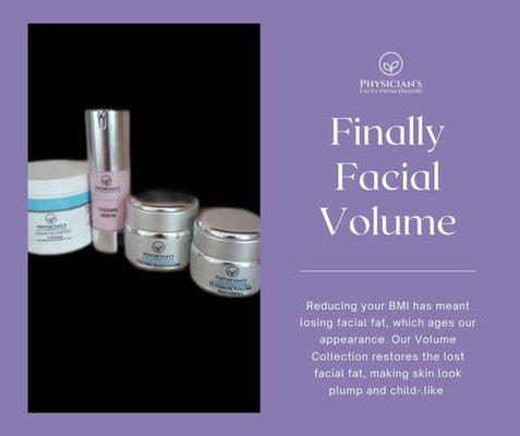 Lost facial volume is the biggest sign of aging. The Volume Line is the product line for plumper looking faces!