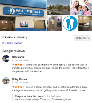 Two great 4 Star reviews on Google. We love reviews!