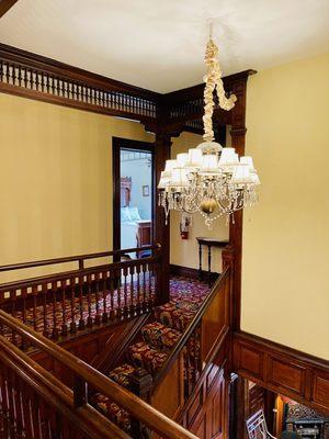 Hallway and chandelier