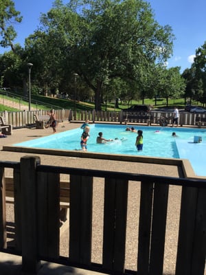 Fun little wading pool. Usually plenty of kids. Separated, very shallow area for babies.