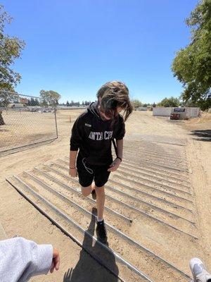 One of their students going to open construction because the gate was open.