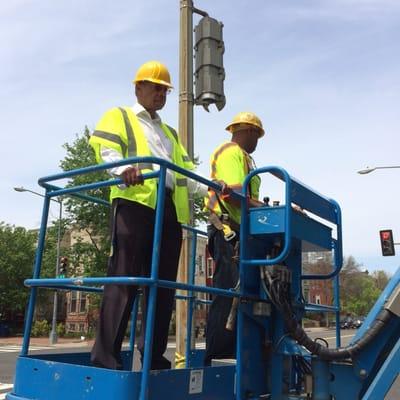 Lee and Rudy, on the way to the top of the church steeple to check out damages, Springfield Baptist Church  508 P street NW. DC