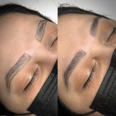 Before and after microblading