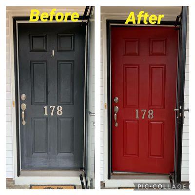 Front Door  Sanded, Primed and Painted