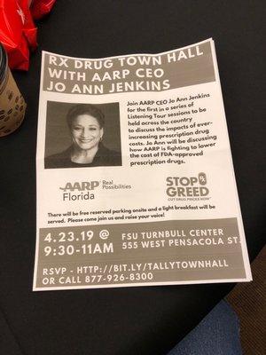 AARP Town Hall event 4/23/19.