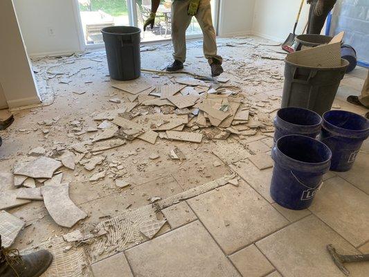 Demo of old tile