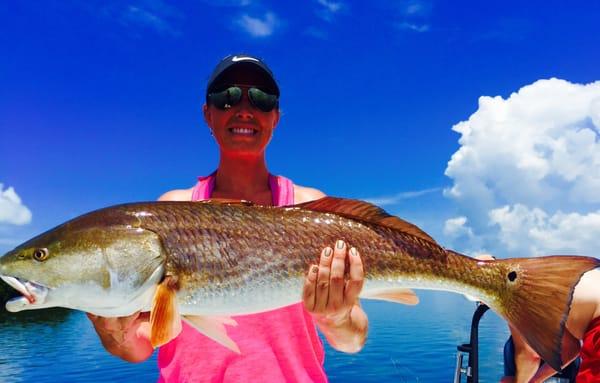 Her first redfish 14lbs