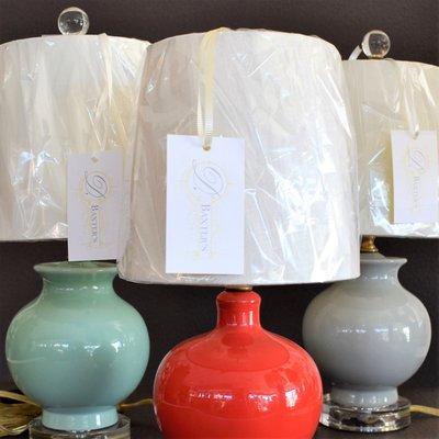 We carry lamps and lamp shades in all colors and sizes.