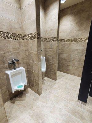 Bathroom with 3 urinals. Keep it clean, boys.