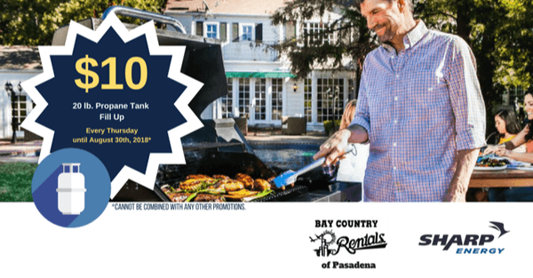 Thursdays Only - $10 propane refills on grill tanks (20lb tanks) through Labor Day.