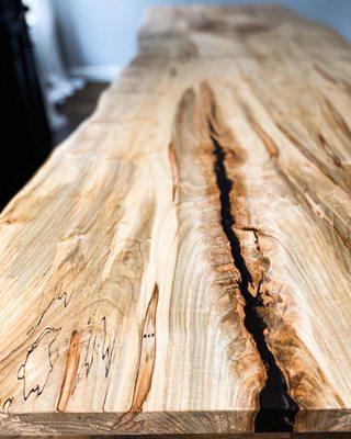 Spalted maple and epoxy live edge table.