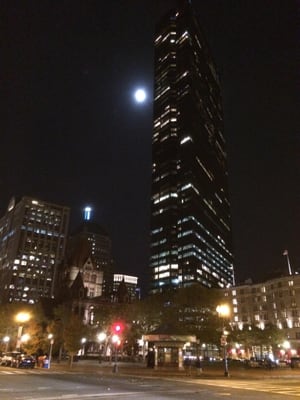 The John Hancock building ready to eclipse the moon