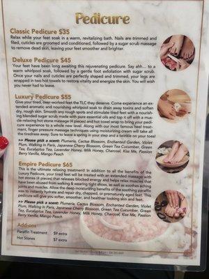 Pedicure prices