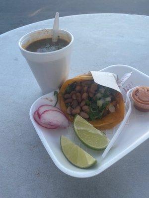 Birria taco with consommé