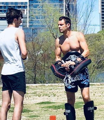 Coaching student Jack at Auditorium Shores.