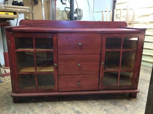 Entertainment Center made from barn wood