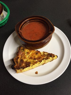 Quiche and tomato soup