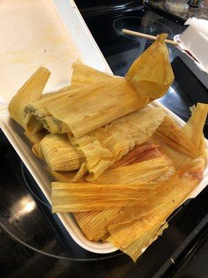 Some green and some red tamales