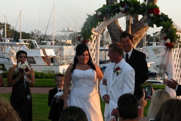 Outdoor Arch for a Marina Village Wedding