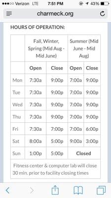 Hours of operation vary by season